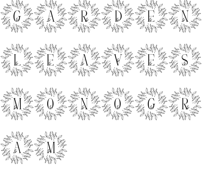 Garden Leaves Monogram Font Preview