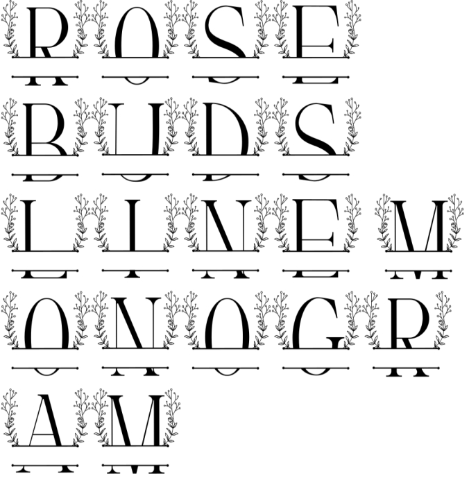 Rose Buds Line Monogram Font Preview
