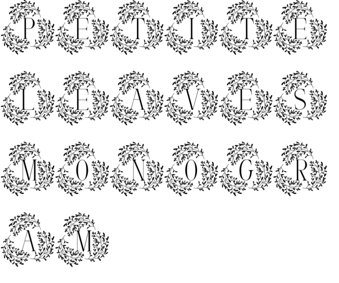 Petite Leaves Monogram Font Preview