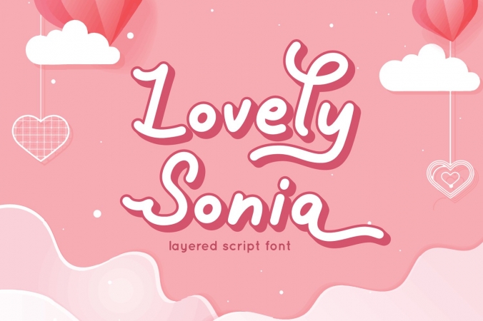 Lovely Sonia - Layered Script Font Font Preview