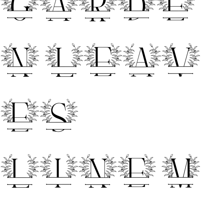 Garden Leaves Line Monogram Font Preview