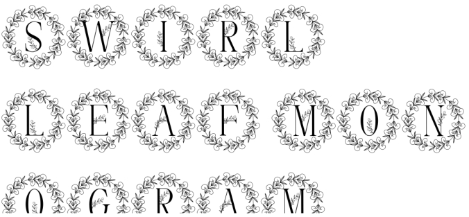 Swirl Leaf Monogram Font Preview