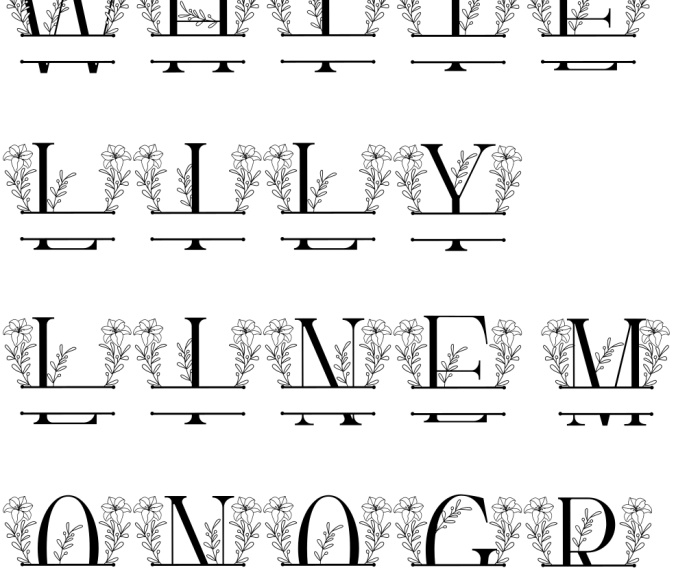 White Lily Line Monogram Font Preview