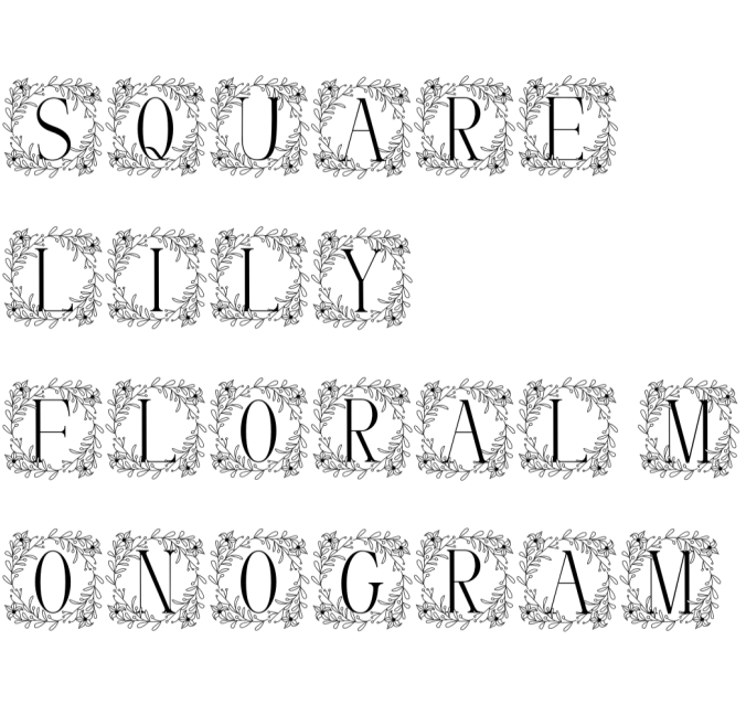 Square Lily Floral Monogram Font Preview