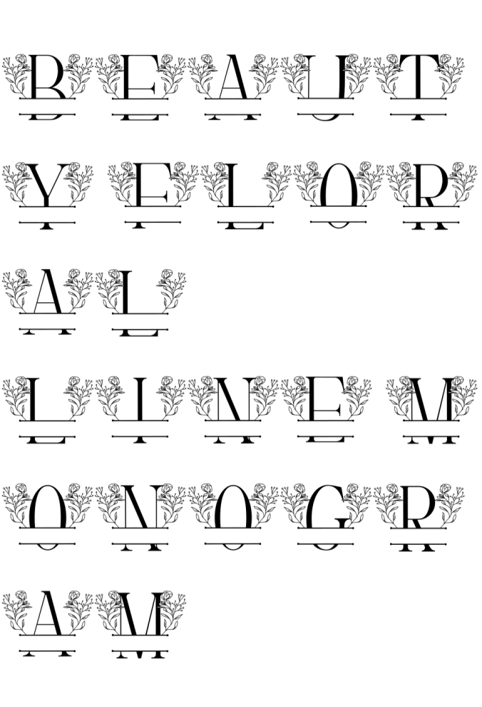 Beauty Floral Line Monogram Font Preview