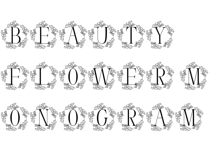 Beauty Flower Monogram Font Preview
