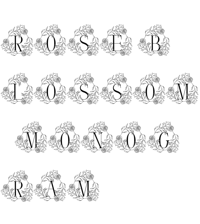 Rose Blossom Monogram Font Preview