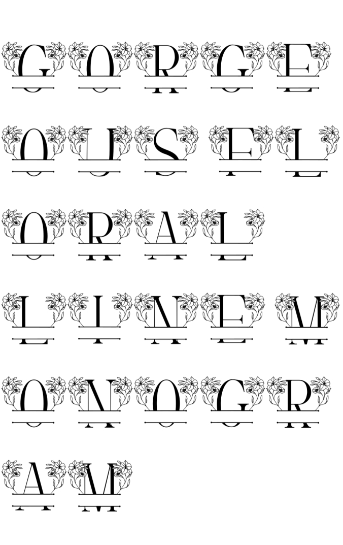 Gorgeous Floral Line Monogram Font Preview