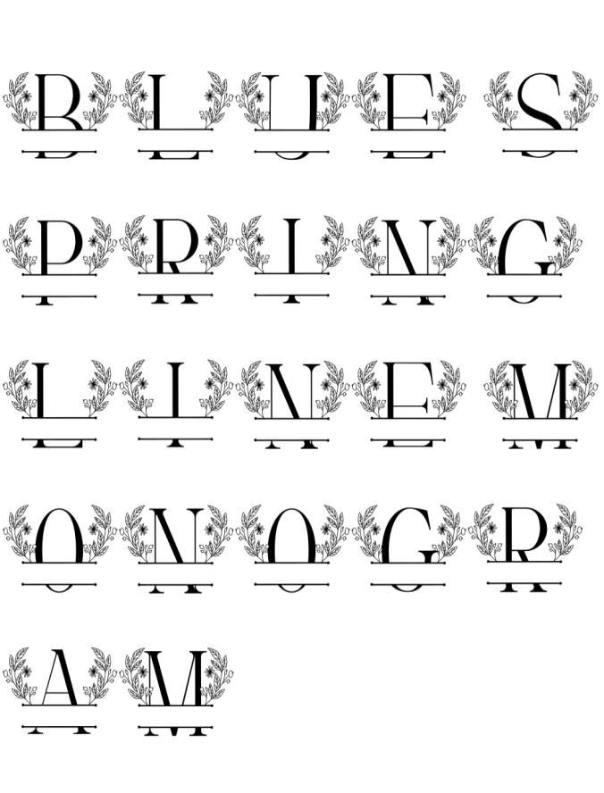 Blue Spring Line Monogram Font Preview