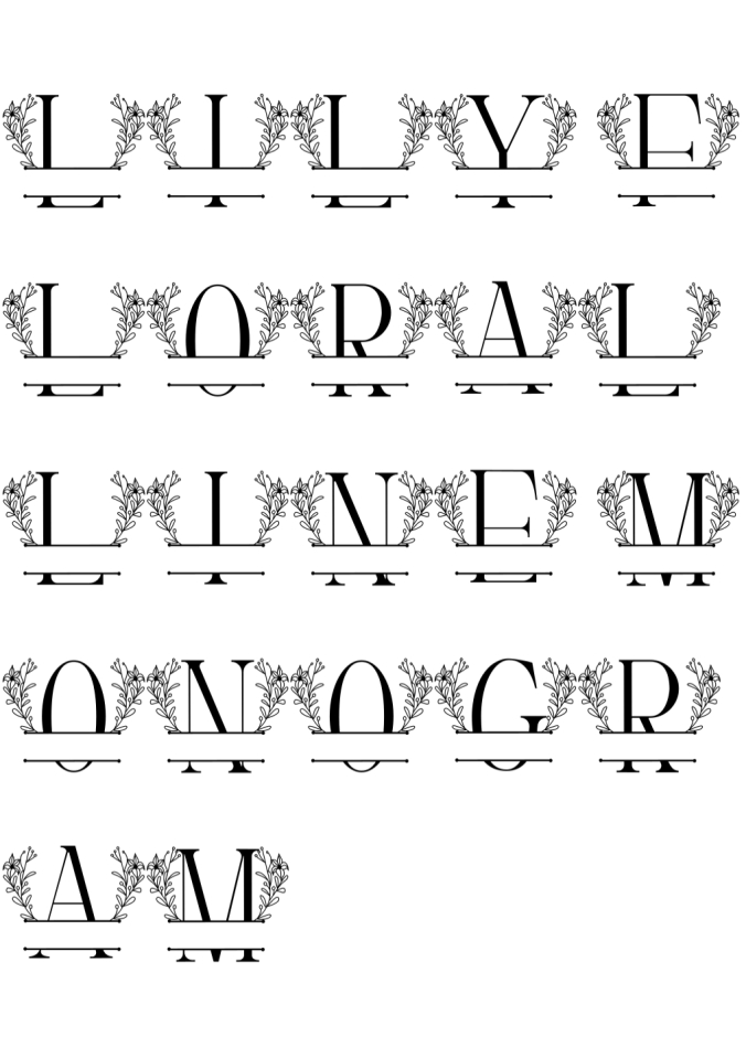 Lily Floral Line Monogram Font Preview