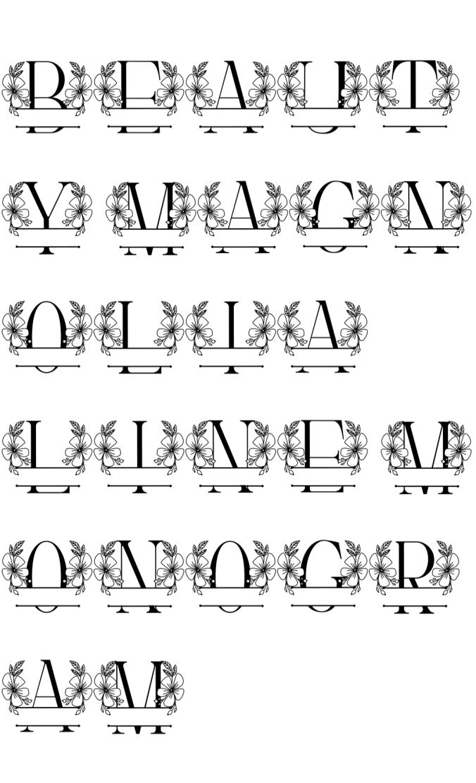 Beauty Magnolia Line Monogram Font Preview