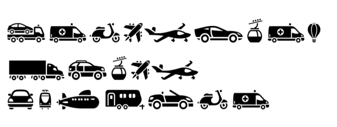 Transportation Icons Dingbats Font Preview