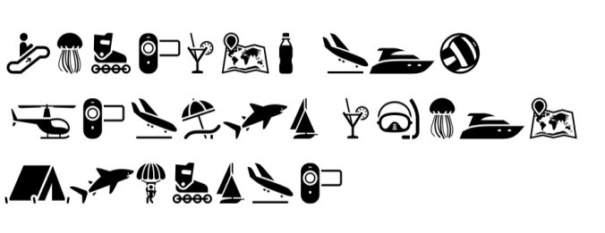 Tourism and Travel Icons Font Preview