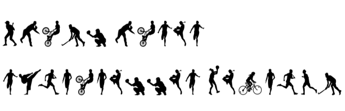 Sport Poses Silhouettes Font Preview