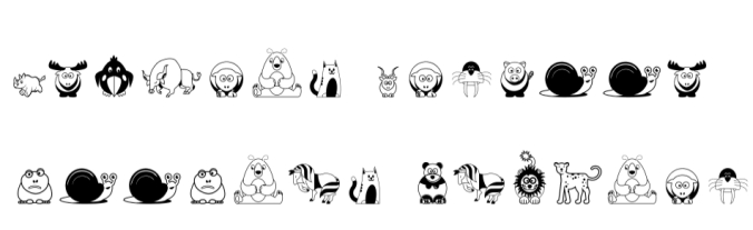 Cute Animals Cartoons Font Preview