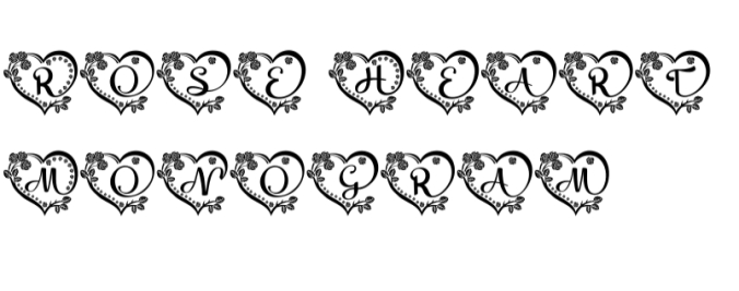 Rose Heart Monogram Font Preview