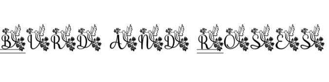 Bird and Roses Monogram Font Preview