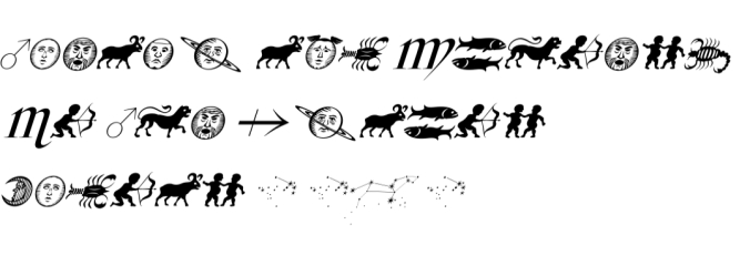 RF ZODIAC Signs  Constellations Font Preview