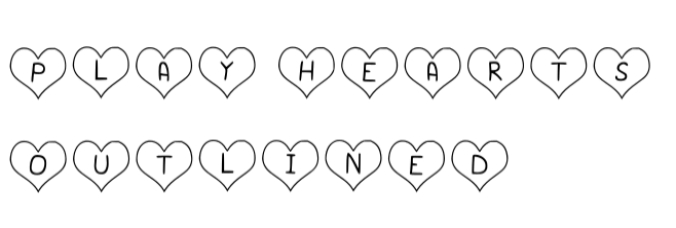 Play Hearts Outlined Font Preview