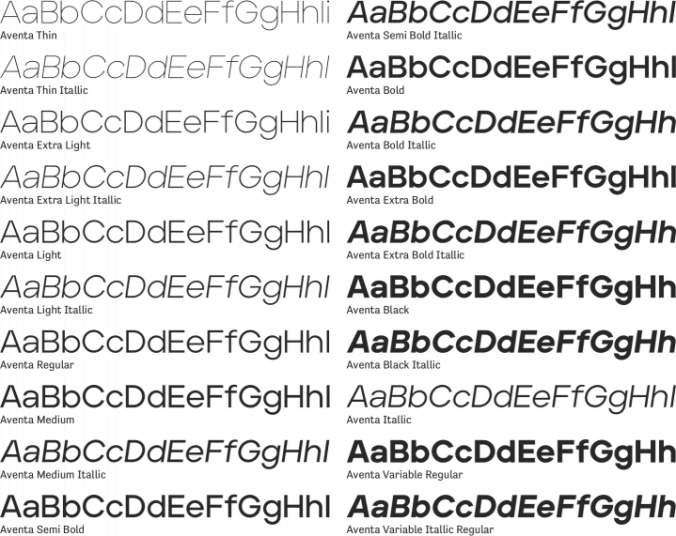 Aventa Variable Typeface Font Preview
