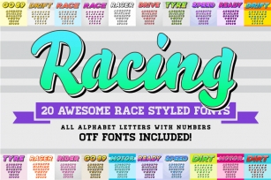 Awesome 20 Racing Fonts with Color OTF Fonts Font Download