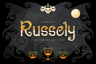 Russely - Curly Handrawn Halloween Font Font Download