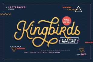 Kingbirds - 6 Styles Monoline Font Download