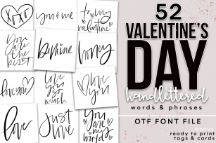 Valentines Day Font - Handlettered Words & Phrases Font Download