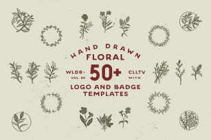 50 Hand Drawn Floral Logo & Badges Font Download
