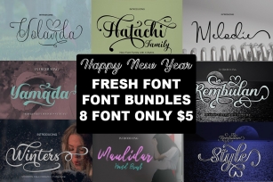 Fresh Bundles Font Script Happy New Year Font Download