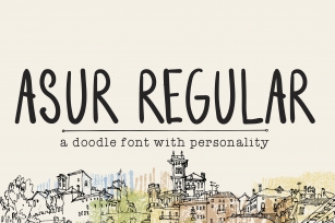 Asur Regular- Cute Doodle Font & Illustrations Font Download