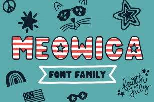 Meowica | A 4th of July Font Family Font Download