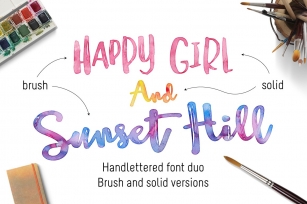 Happy Girl & Sunset Hill Font Duo Font Download