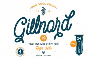 Gillnord Monoline Script extras illustration Font Download