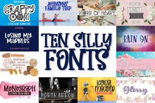 Ten Silly Fonts - A Craft Friendly Font Bundle! Font Download