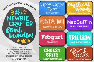 The Newbie Crafter Font Bundle - 8 fun & smooth families! Font Download