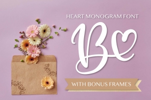 Heart Monogram Font - With Bonus Frame Font! Font Download