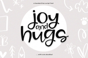 Joy & Hugs Handwritten Script Font - with doodle extras! Font Download