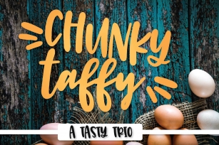 Chunky Taffy - A Script Print & Dingbat Hand Lettered Trio! Font Download