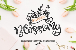 Blossomy - Font Duo Floral Doodles Font Download