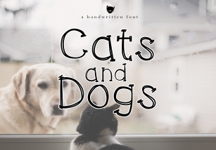 Cats and Dogs - A Cute Handwritten Font Font Download