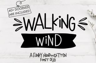 Walking Wind - A funky handwritten font duo with doodles Font Download