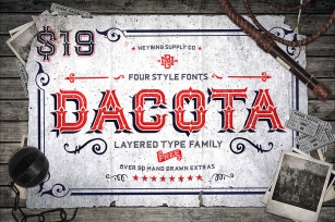Dacota Layered Typeface & Extras Font Download