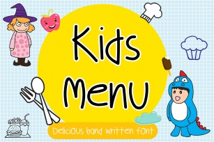 Kids menu Handwritten- cute kid font Kawaii style! Font Download