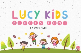 Lucy kids blocks font, A duo with hearts and blocks Font Download