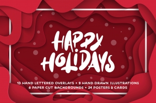 Winter holidays hand drawn art set Font Download