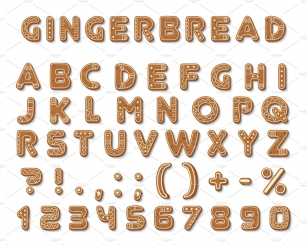 Gingerbread dark brown cookies font Font Download