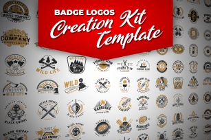 100 Retro Badge Logos Creation Kit Font Download