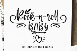 Rock-n-Roll Baby.Textured font trio & doodles Font Download