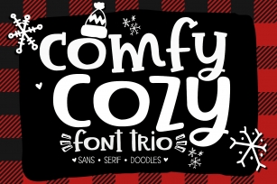 Comfy Cozy Font Trio- Sans, Serif & Doodle Font Bundle Font Download